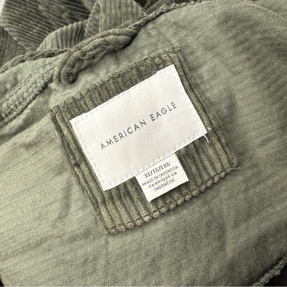 American Eagle Ribbed Henley Pullover Hoodie Size XL Green Loungewear Cozy - Picture 9 of 11